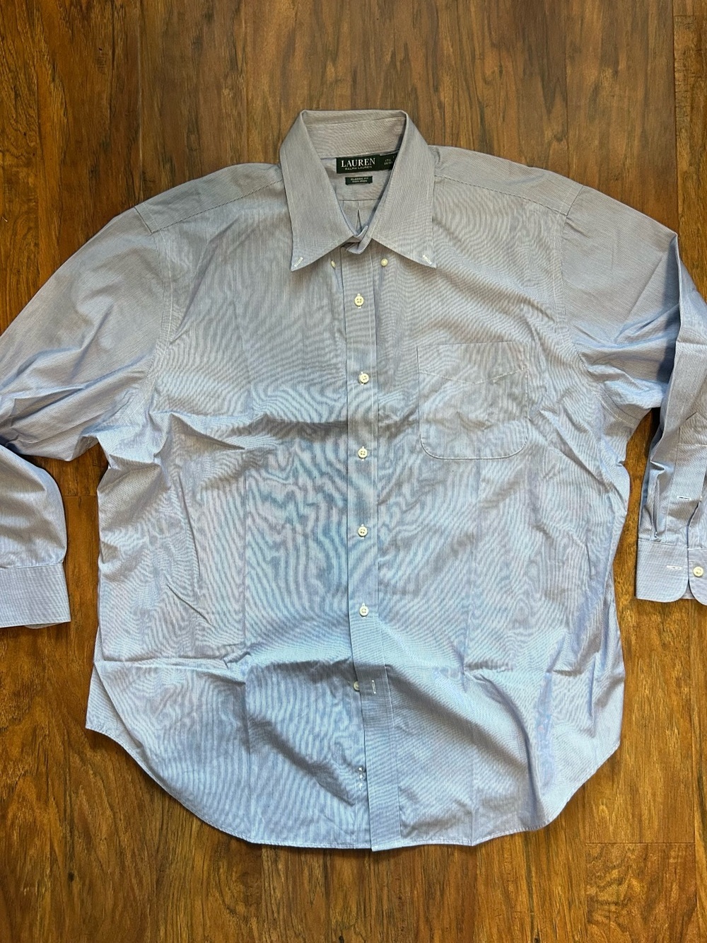 Men's Light Blue Striped Button Down Dress Shirt Preppy Ralph Lauren Classic - Picture 1 of 6
